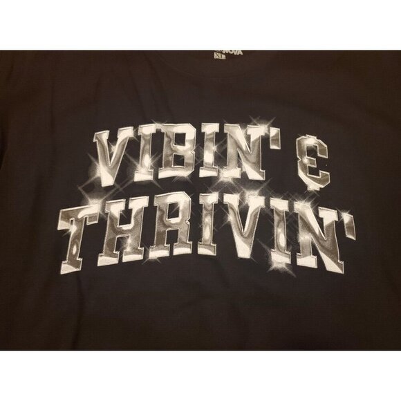 Fashion Nova Vibin' & Thrivin'‎ Crewneck Sweater Womens Size X-Large Black NWOT - Picture 2 of 6